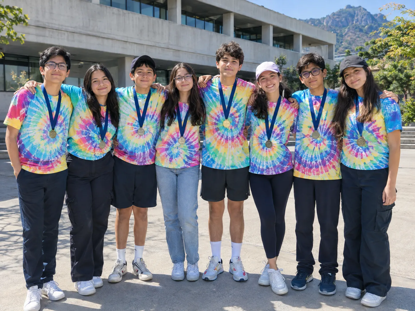 Delegación de estudiantes de Morelos con medallas